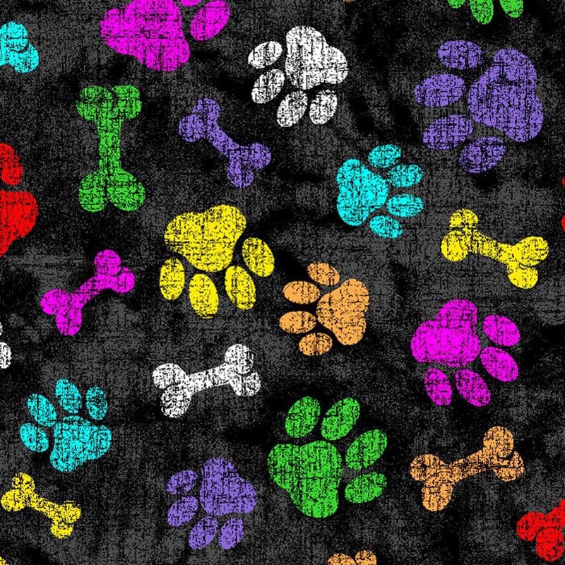 Printed Spandex Paws and Bones Pet Pattern