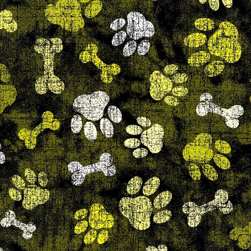 Printed Spandex Paws and Bones Pet Pattern