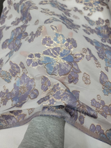 Brocade Floral Organza Fabric Lavender Blue
