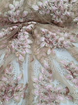 3D Floral Beaded Lace Champagne Nude
