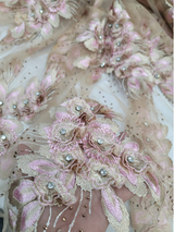 3D Floral Beaded Lace Champagne Nude