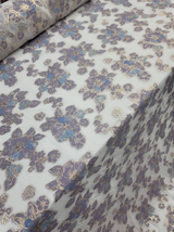 Brocade Floral Organza Fabric Lavender Blue