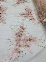 3D Floral Beaded Lace Champagne Nude