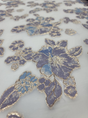 Brocade Floral Organza Fabric Lavender Blue