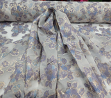 Brocade Floral Organza Fabric Lavender Blue