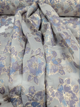 Brocade Floral Organza Fabric Lavender Blue