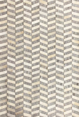 Geometric Chevron Ivory & Grey Cowhide Patchwork Rug - Handmade Leather Patchwork Cowhide PCH165