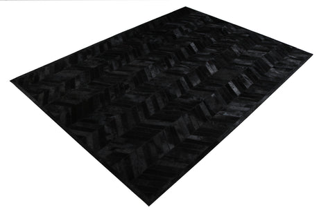 Patchwork PCH214 Cowhide Patchwork Rug - Geometric Chevron Black, 5' X 7', 7' 6" X 9' 6", 9' X 12' (1 Unit)
