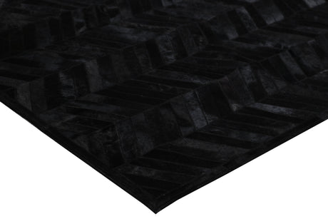 Patchwork PCH214 Cowhide Patchwork Rug - Geometric Chevron Black, 5' X 7', 7' 6" X 9' 6", 9' X 12' (1 Unit)