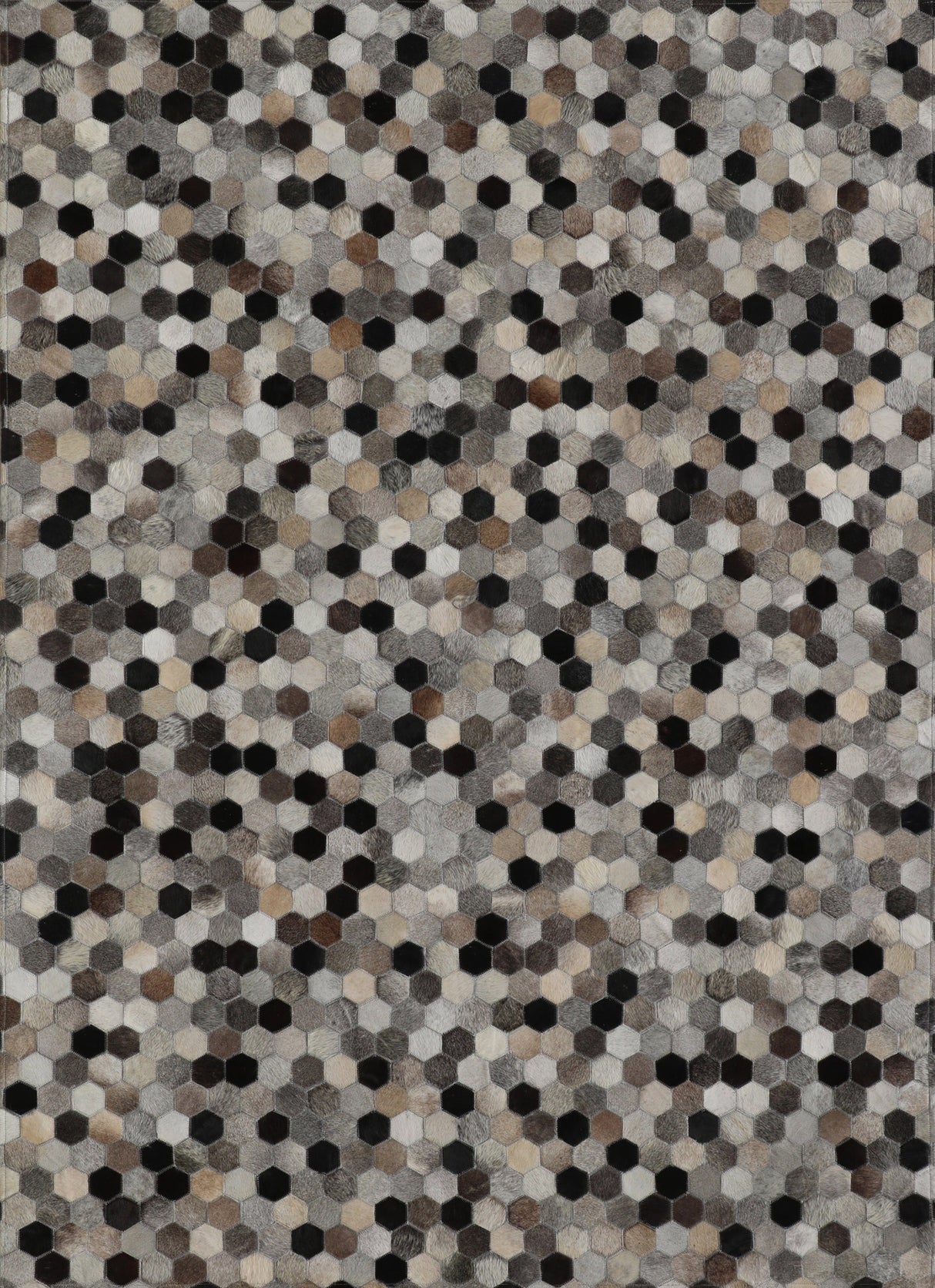 Patchwork PCH217 100% Hairon Leather Fabric - Geometric Octagon, Earthy Browns With Black Accents (5' X 7')