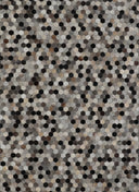 Patchwork PCH217 100% Hairon Leather Fabric - Geometric Octagon, Earthy Browns With Black Accents (5' X 7')