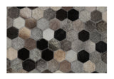 Patchwork PCH217 100% Hairon Leather Fabric - Geometric Octagon, Earthy Browns With Black Accents (5' X 7')