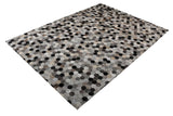 Patchwork PCH217 100% Hairon Leather Fabric - Geometric Octagon, Earthy Browns With Black Accents (5' X 7')