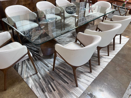 Leather Patchwork Cowhide Area Rug - Patchwork Cowhide Fabric, White/Brown, 5' X 7', 8' X 8' Round, 8' X 10', 9' X 12' (1 Unit)