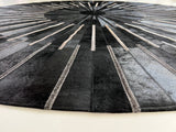Patchwork PCH216 Round 100 Percent Real Cow Hide Fabric - Black With Charcoal Stripes, Round (6' X 6' Round)