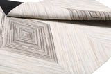 Geometric Diamond Cowhide Patchwork Rug - 100% Hairon Leather Fabric - Multi Geometric Diamond Pattern, Felt Backing (5' X 7')