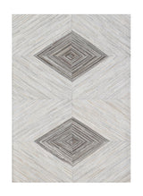 Geometric Diamond Cowhide Patchwork Rug - 100% Hairon Leather Fabric - Multi Geometric Diamond Pattern, Felt Backing (5' X 7')