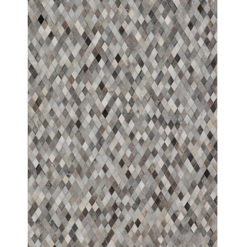 Patchwork PCH224 Hairon Leather Fabric - Gray Geometric Diamond Pattern, Felt Backing, 5' 3'' X 7' 6'' (1 Unit)