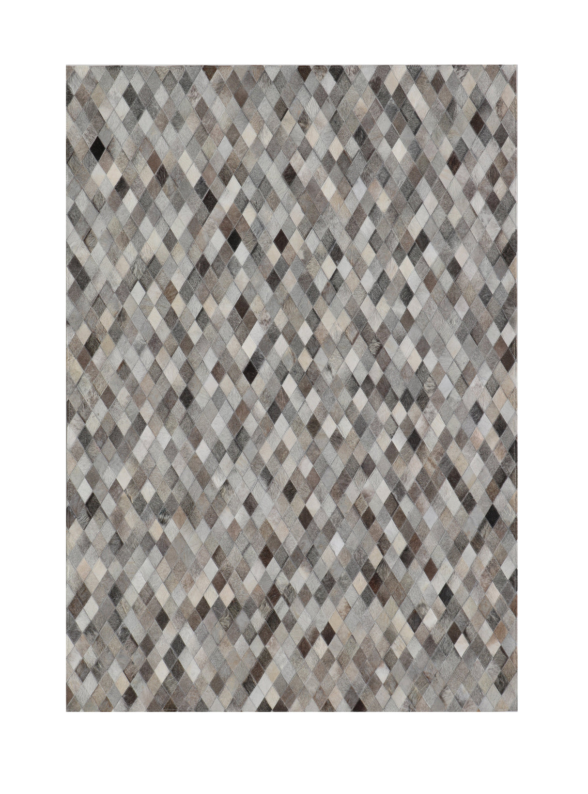 Patchwork PCH224 Hairon Leather Fabric - Gray Geometric Diamond Pattern, Felt Backing, 5' 3'' X 7' 6'' (1 Unit)