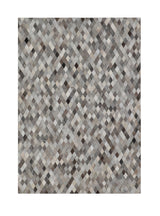 Patchwork PCH224 Hairon Leather Fabric - Gray Geometric Diamond Pattern, Felt Backing, 5' 3'' X 7' 6'' (1 Unit)