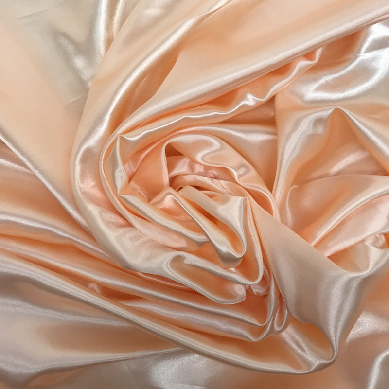 Peach Polyester Satin Fabric - Peach, 58"-60" Width