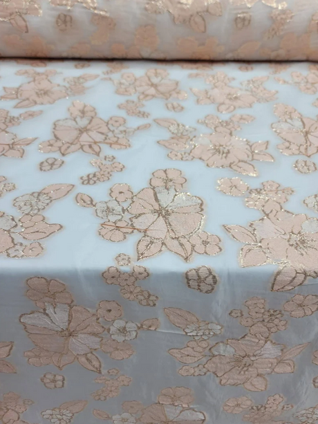 Brocade Floral French Organza in Blush Gold