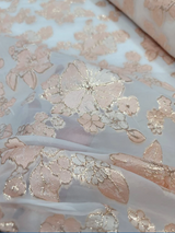 Brocade Floral French Organza in Blush Gold