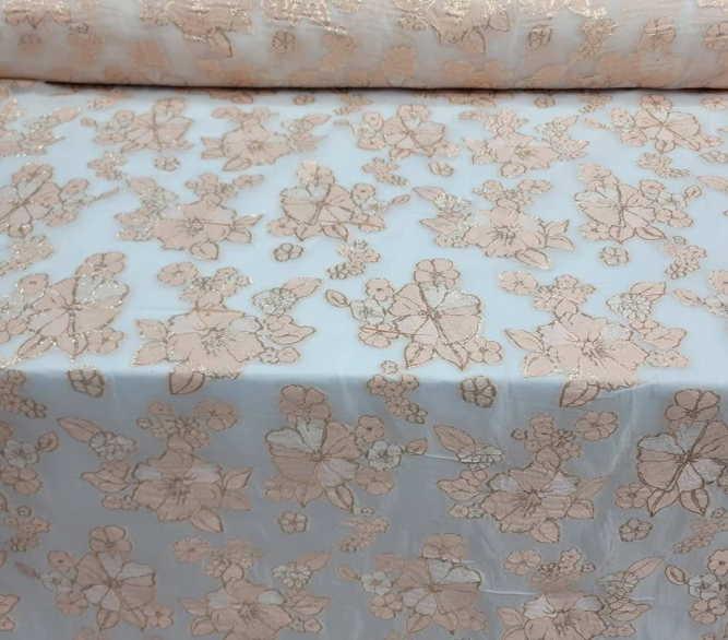 Brocade Floral French Organza in Blush Gold