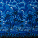 Polyester Peachskin Fabric Island Sunset Over Ocean