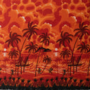 Polyester Peachskin Fabric Island Sunset Over Ocean