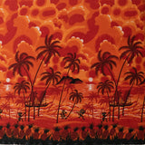 Polyester Peachskin Fabric Island Sunset Over Ocean