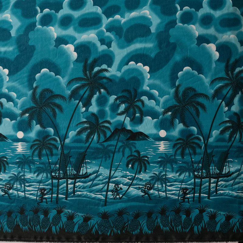 Polyester Peachskin Fabric Island Sunset Over Ocean