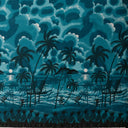 Polyester Peachskin Fabric Island Sunset Over Ocean
