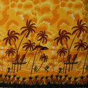 Polyester Peachskin Fabric Island Sunset Over Ocean