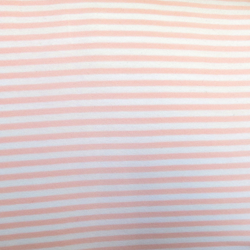 Cotton Lycra Knit Peach and White 1/8" Stripe