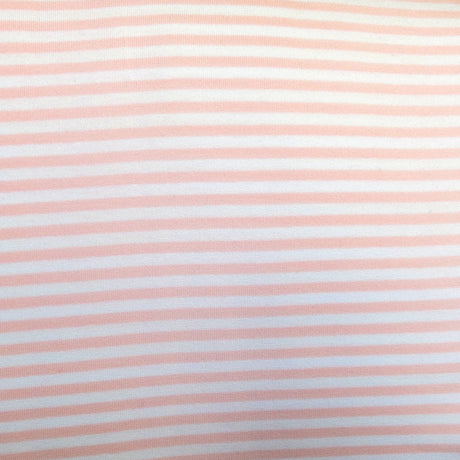 Cotton Lycra Knit Peach and White 1/8" Stripe
