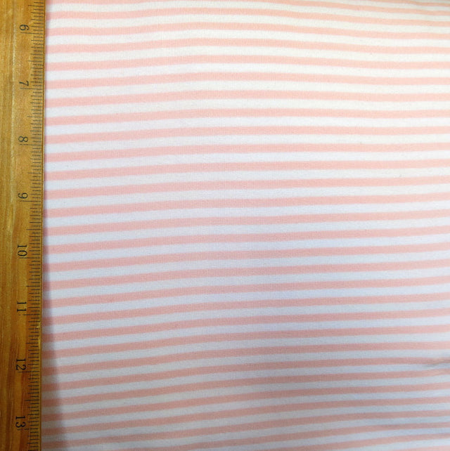 Cotton Lycra Knit Peach and White 1/8" Stripe