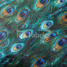Peacock Reaction Prints Poly Spandex Fabric - Green And Green With Foil, Peacock Feather Print, 58/60" Width (1 Yard)