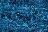 Rosette Satin Polyester Fabric - 3D Satin Floral Embroidery, 52/54" Width (Yards, Bolts, Sample Swatch)