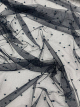 Pearl Glitter Studded Mesh Polyester Fabric - Pearl Studded Mesh, 58" Wide (1 Yard)