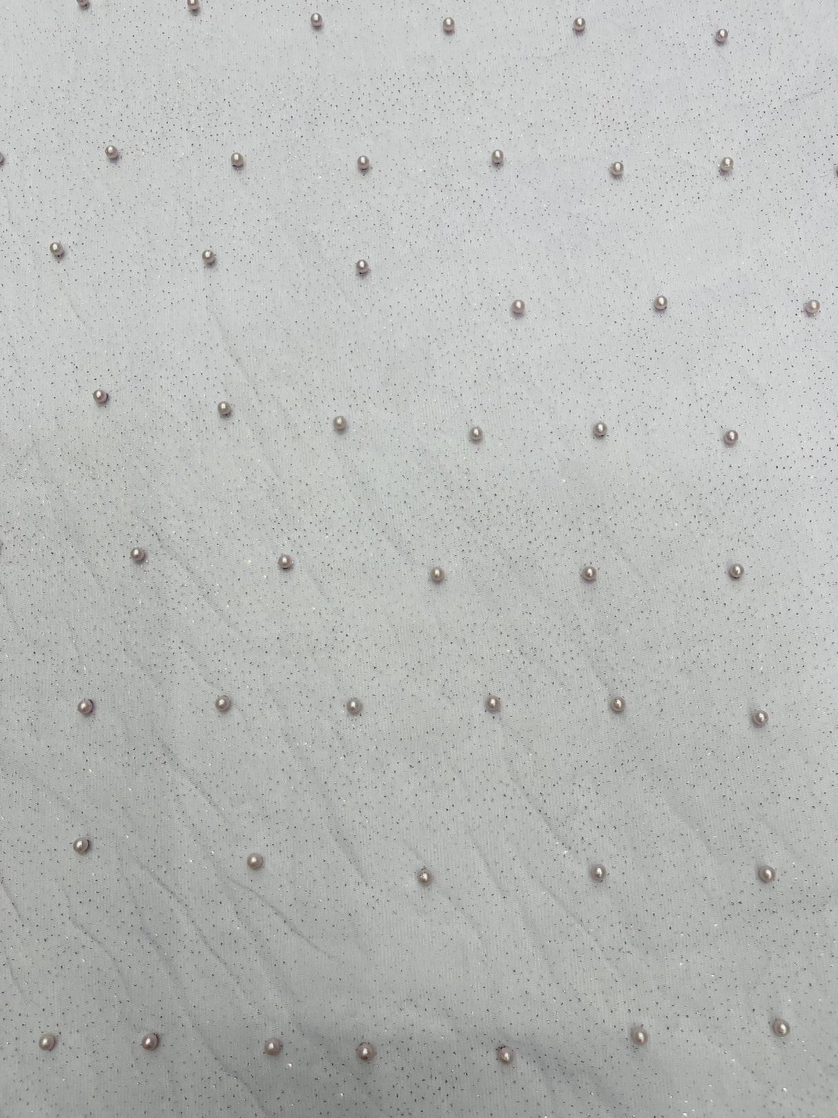 Pearl Glitter Studded Mesh Polyester Fabric - Pearl Studded Mesh, 58" Wide (1 Yard)