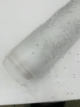 Pearl Glitter Studded Mesh Polyester Fabric - Pearl Studded Mesh, 58" Wide (1 Yard)