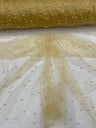 Pearl Glitter Studded Mesh Polyester Fabric - Pearl Studded Mesh, 58" Wide (1 Yard)