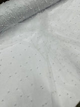 Pearl Glitter Studded Mesh Polyester Fabric - Pearl Studded Mesh, 58" Wide (1 Yard)