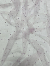 Pearl Glitter Studded Mesh Polyester Fabric - Pearl Studded Mesh, 58" Wide (1 Yard)