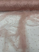 Pearl Glitter Studded Mesh Polyester Fabric - Pearl Studded Mesh, 58" Wide (1 Yard)