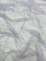 Pearl Glitter Studded Mesh Polyester Fabric - Pearl Studded Mesh, 58" Wide (1 Yard)