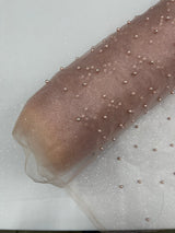 Pearl Glitter Studded Mesh Polyester Fabric - Pearl Studded Mesh, 58" Wide (1 Yard)