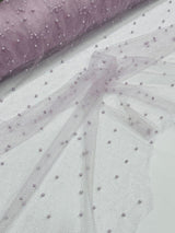 Pearl Glitter Studded Mesh Polyester Fabric - Pearl Studded Mesh, 58" Wide (1 Yard)