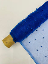 Pearl Glitter Studded Mesh Polyester Fabric - Pearl Studded Mesh, 58" Wide (1 Yard)